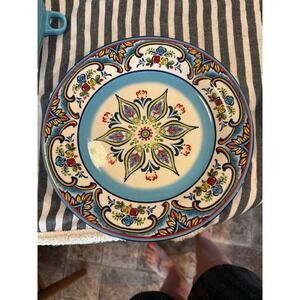 Euro Ceramica Zanzibar Dinner Plate 10.75" Spanish Floral Ceramic